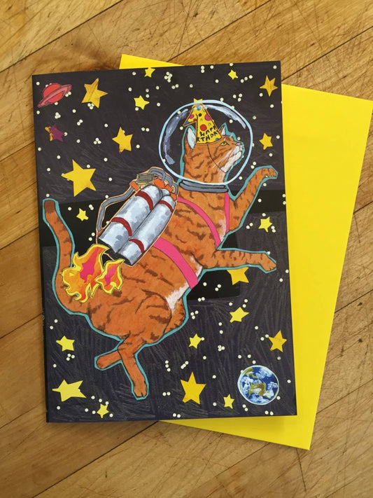 Astro Cat Birthday Card